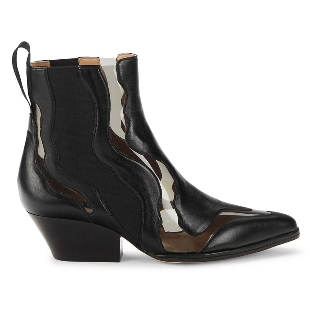 SERGIO ROSSI CUTOUT LEATHER WESTERN BOOTIES SIZE 6.5/ 36.5